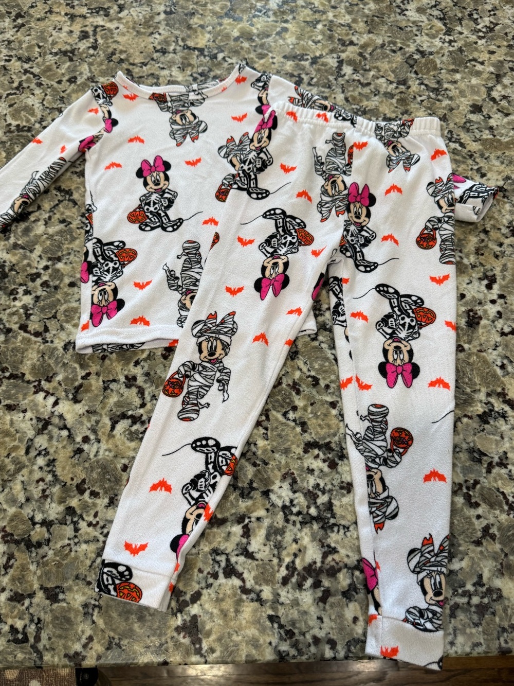 Minnie Mouse Halloween Mummy Kids Pajama Set - White & Pink 3T